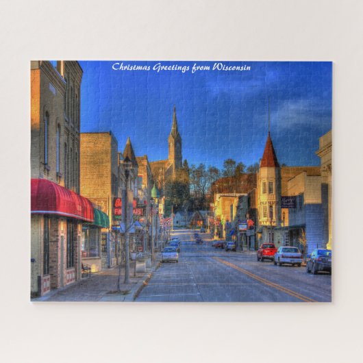 Wisconsin in het centrum. Kerstgroeten Legpuzzel (Horizontaal)