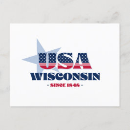 Wisconsin in rood, wit en blauw Briefkaart