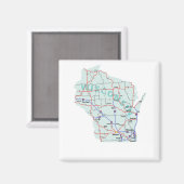 Wisconsin Interstate Map Magnet (Voorkant / Achterkant)