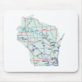 Wisconsin Interstate Map Mousepad Muismat (Voorkant)