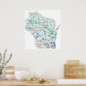 Wisconsin Interstate Map Print (Keuken)