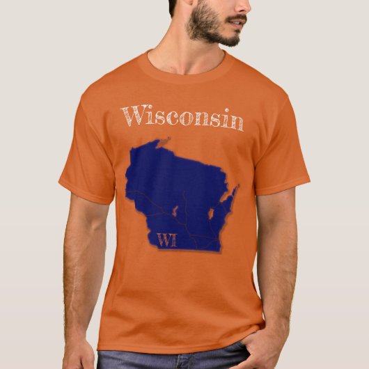 Wisconsin Interstates [Navy Blue Design] T-shirt (Voorkant)