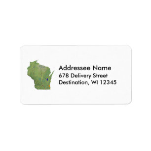 Wisconsin Kaart Adres Label