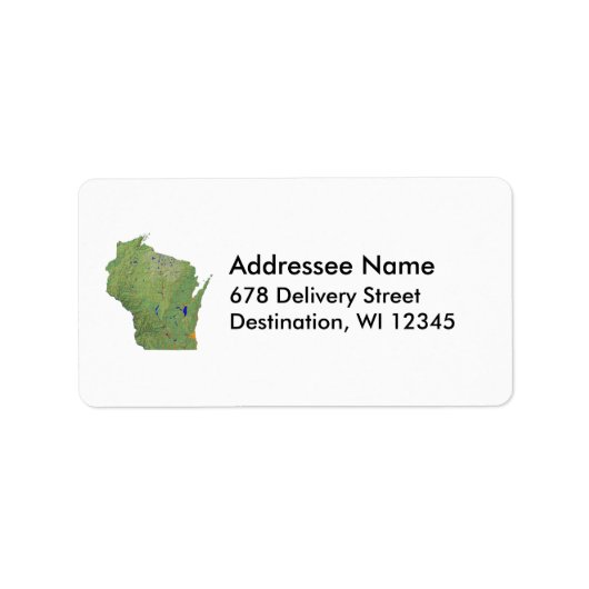 Wisconsin Kaart Adres Label (Voorkant)