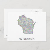 Wisconsin-kaart Briefkaart (Voorkant / Achterkant)
