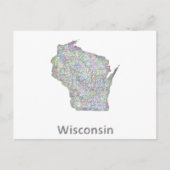 Wisconsin-kaart Briefkaart (Voorkant)