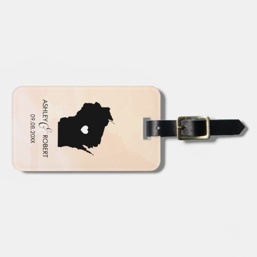 Wisconsin Kaart Bruiloft Bagagelabel, Aangepaste G Bagagelabel (Voorkant horizontaal)