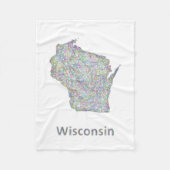 Wisconsin-kaart Fleece Deken (Voorkant)