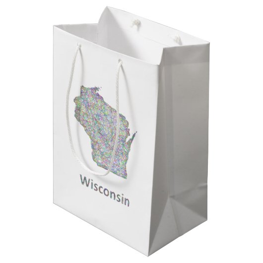 Wisconsin-kaart Medium Cadeauzakje (Voorkant Gekanteld)