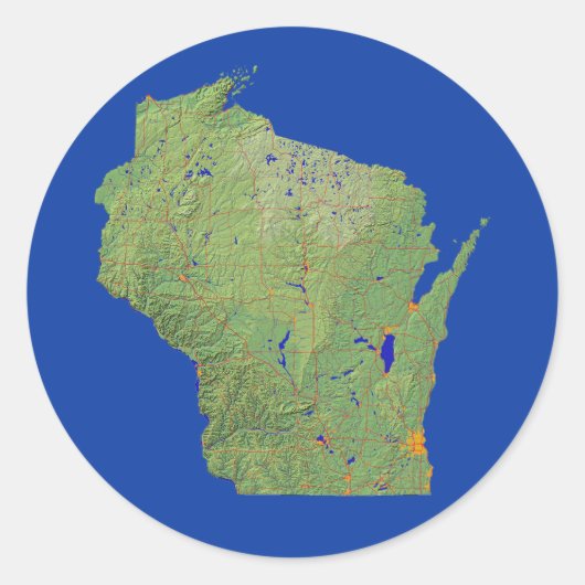 Wisconsin Kaart Sticker (Voorkant)