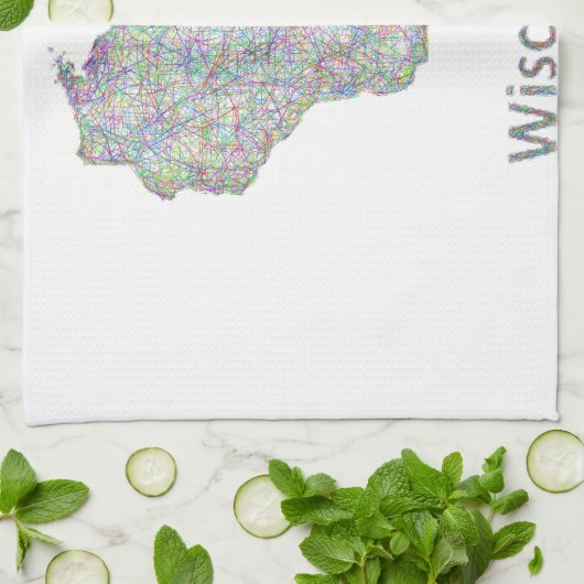 Wisconsin-kaart Theedoek (Gevouwen)
