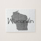 Wisconsin Kaart Vormde Oude Gray Chalkboard Naam Legpuzzel (Horizontaal)