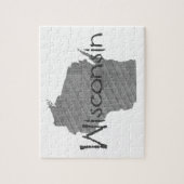 Wisconsin Kaart Vormde Oude Gray Chalkboard Naam Legpuzzel (Verticaal)