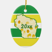 Wisconsin Kaas Hoofd Kerstmis Keramisch Ornament (Voorkant)