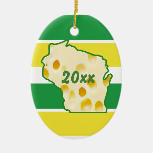 Wisconsin Kaas Hoofd Kerstmis Keramisch Ornament