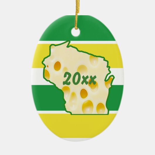 Wisconsin Kaas Hoofd Kerstmis Keramisch Ornament (Voorkant)