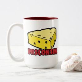 Wisconsin Kaas Wig Tweekleurige Koffiemok