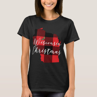 Wisconsin kerstbuffalo Plaid State Holiday T-shirt