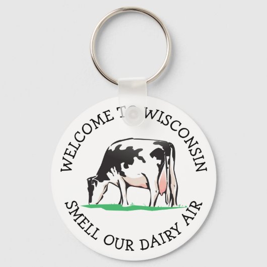 Wisconsin Koe Dairy Farmer Humor Sleutelhanger (Voorkant)