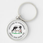 Wisconsin Koe Dairy Farmer Humor Sleutelhanger (Voorkant)