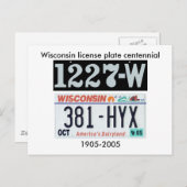 Wisconsin License Bord Centennial Briefkaart (Voorkant / Achterkant)