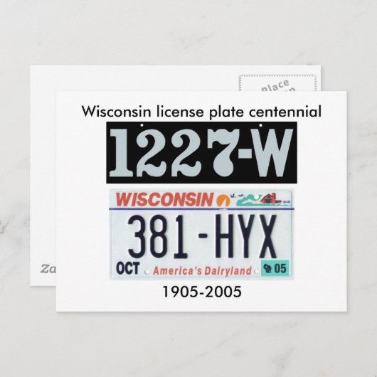 Wisconsin License Bord Centennial Briefkaart (Voorkant / Achterkant)