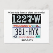 Wisconsin License Bord Centennial Briefkaart (Voorkant)