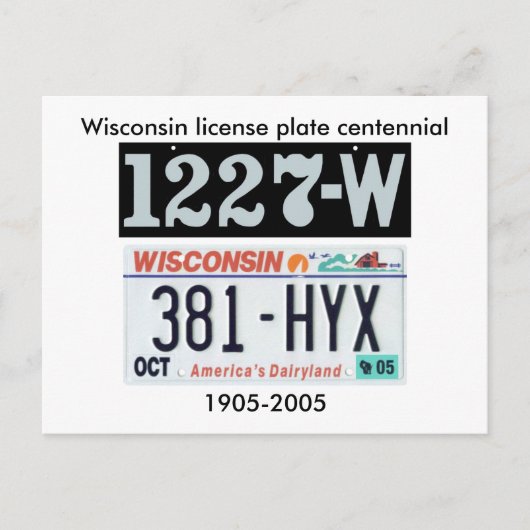 Wisconsin License Bord Centennial Briefkaart (Voorkant)