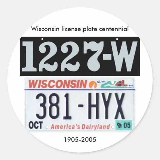 Wisconsin License Bord Centennial Ronde Sticker (Voorkant)