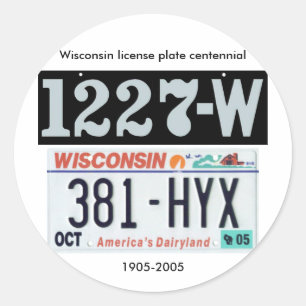 Wisconsin License Bord Centennial Ronde Sticker