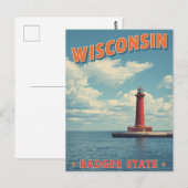 Wisconsin Lighthouse Vintage Briefkaart (Voorkant / Achterkant)