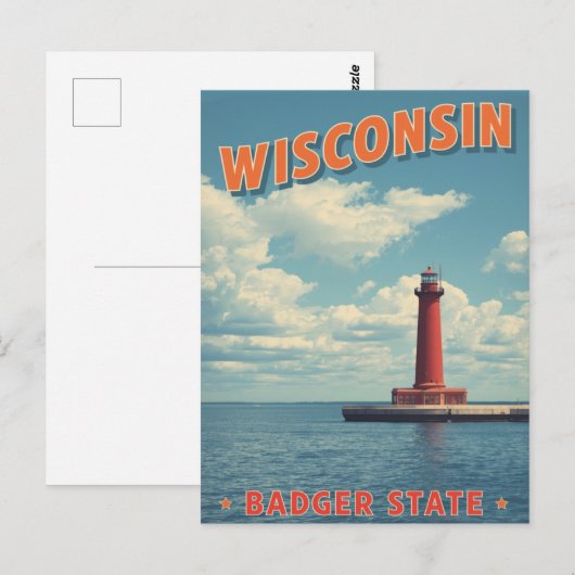 Wisconsin Lighthouse Vintage Briefkaart (Voorkant / Achterkant)