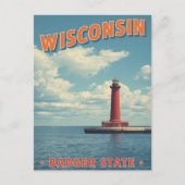 Wisconsin Lighthouse Vintage Briefkaart (Voorkant)