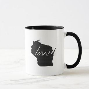 Wisconsin Love State Map Shaped Black Chalkboard Mok