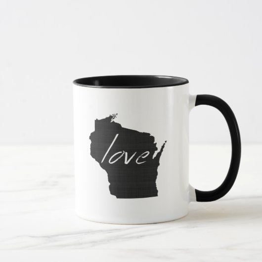 Wisconsin Love State Map Shaped Black Chalkboard Mok (Rechts)