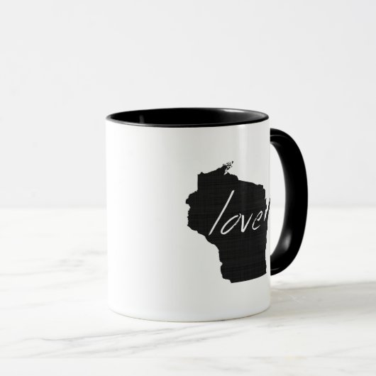 Wisconsin Love State Map Shaped Black Chalkboard Mok (Voorkant rechts)