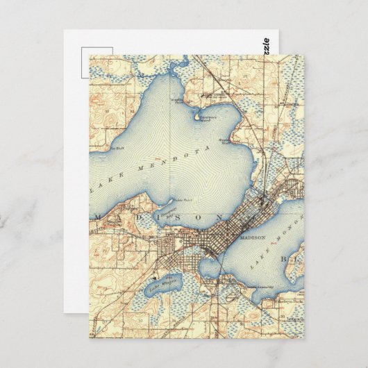 Wisconsin Madison kaart (Voorkant / Achterkant)