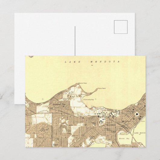 Wisconsin Madison Retro Kaart (Voorkant / Achterkant)