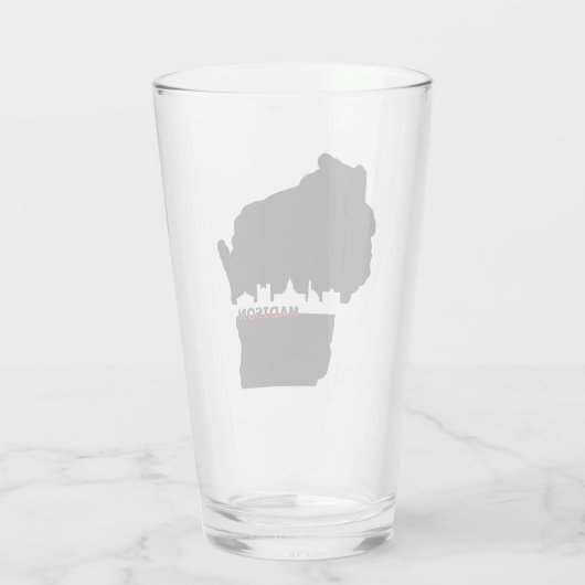 Wisconsin Madison Skyline Theme Beer Glass Glas (Achterkant)