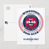 Wisconsin, Madison, WI, Patriottisch, Monogram Briefkaart (Voorkant / Achterkant)