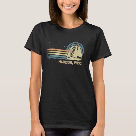 Wisconsin Madison Zeilboot Zomer T-shirt (Voorkant)
