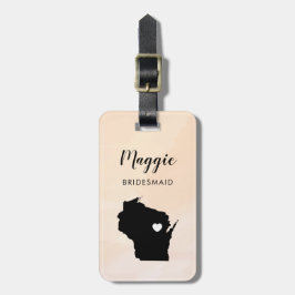 Wisconsin Map Bagagelabel, Wedding Party Welcome Bagagelabel