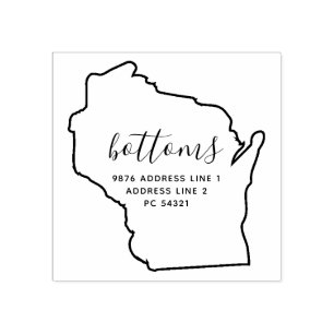 Wisconsin map Family return address Rubberstempel