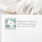 Wisconsin Map Home State Love met Custom Heart Etiket (Insitu)