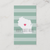 Wisconsin Map Home State Love met Custom Heart Visitekaartje (Voorkant)