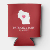 Wisconsin Map Home State Love met optioneel hart Blikjeskoeler (Voorkant)