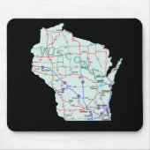 Wisconsin Map Mousepad Muismat (Voorkant)