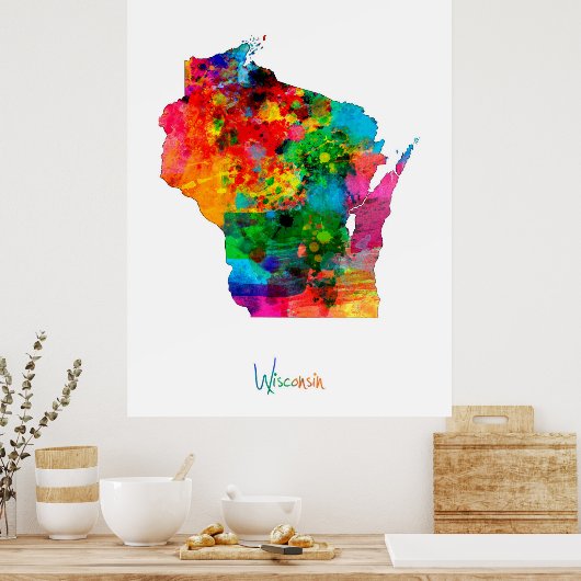 Wisconsin Map Poster (Keuken)