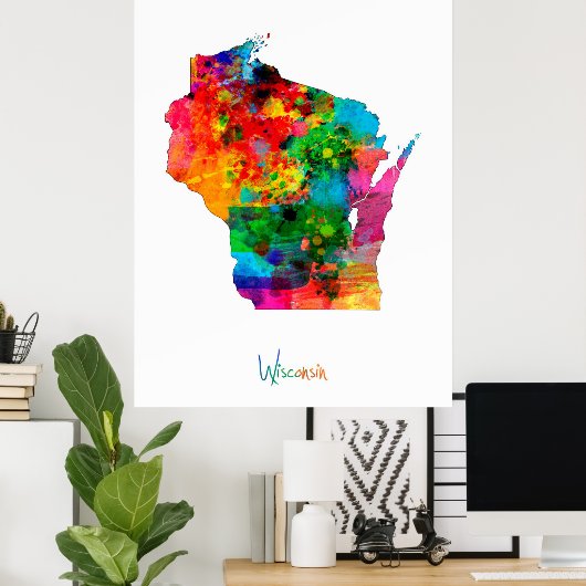 Wisconsin Map Poster (Thuiskantoor)