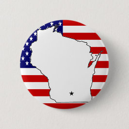 WISCONSIN MAP RONDE BUTTON 5,7 CM